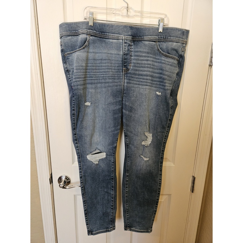 Torrid Lean Jean Super Soft Distressed Blue Denim Short Skinny Jeans, Plus 3S